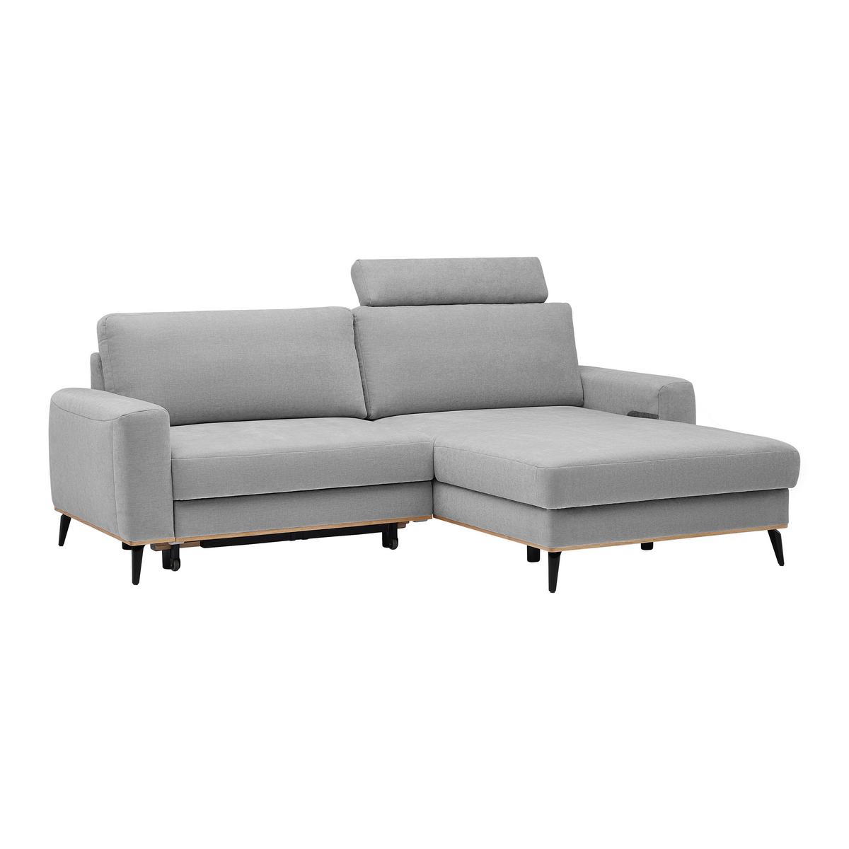Wohnlandschaft Romeo Grau mit Bettfunktion - Schwarz/Grau, KONVENTIONELL, Holz/Textil (234/87/167cm) - Zandiara