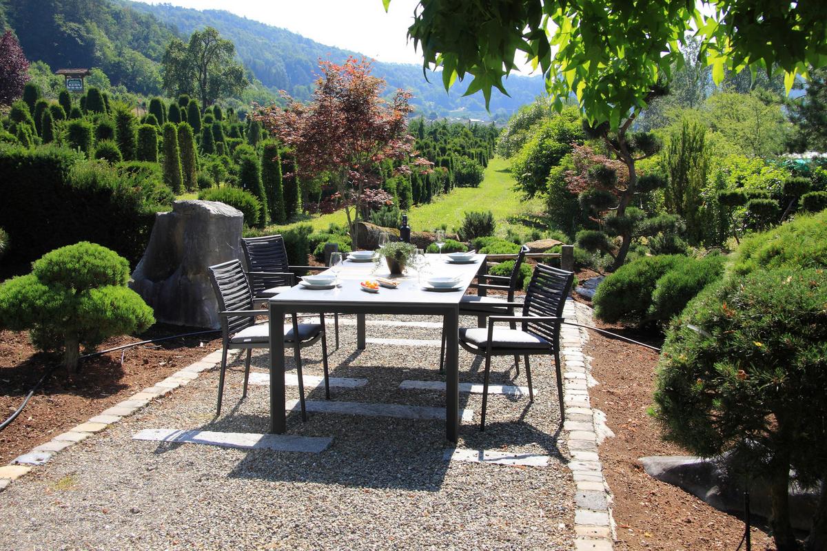 Gartenset 5-tlg. Metall/Glas/ Textil/Kunststof/Holzwerkstoff - Dunkelgrau/Anthrazit, Basics, Glas/Holzwerkstoff (180+60/100/74cm) - Acamp