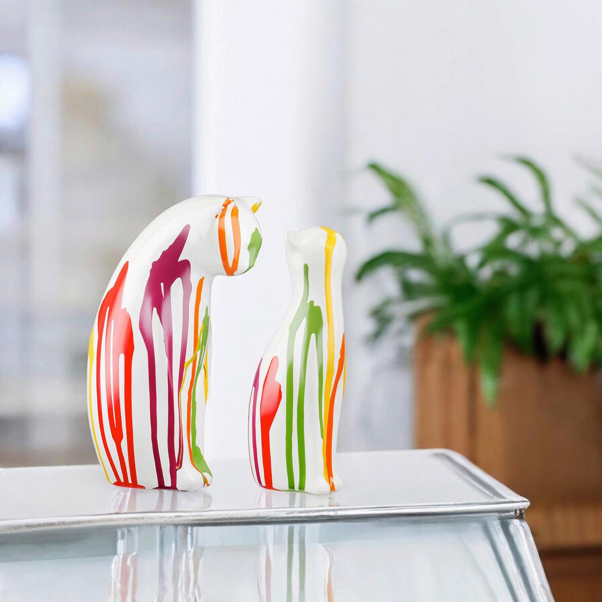 Skulptur Katze Colori Multicolor - Multicolor, Basics, Keramik (14/22cm)