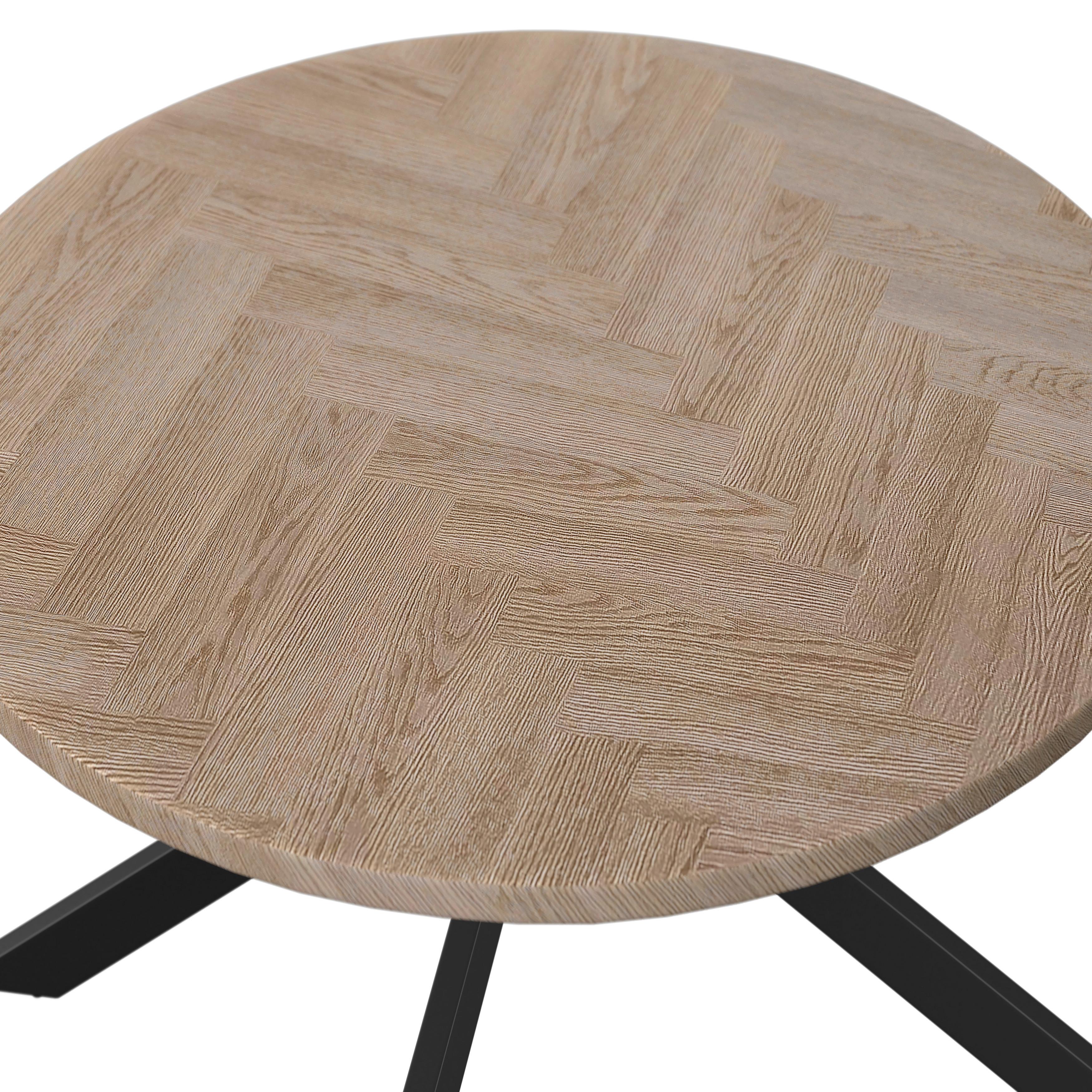Tischgruppe Eolona Creme 5-tlg. - eukalyptusträ färg/svart, Modern, metall/trämaterial (120/76/120cm) - Bessagi Home