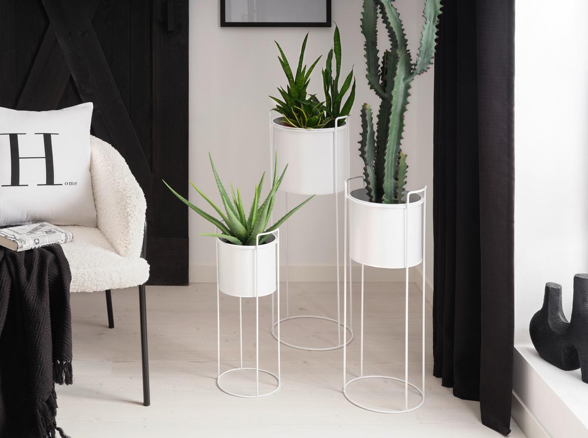 Virágállvány Trelleborg - fehér, Basics, fém (28/80cm) - Modern Living