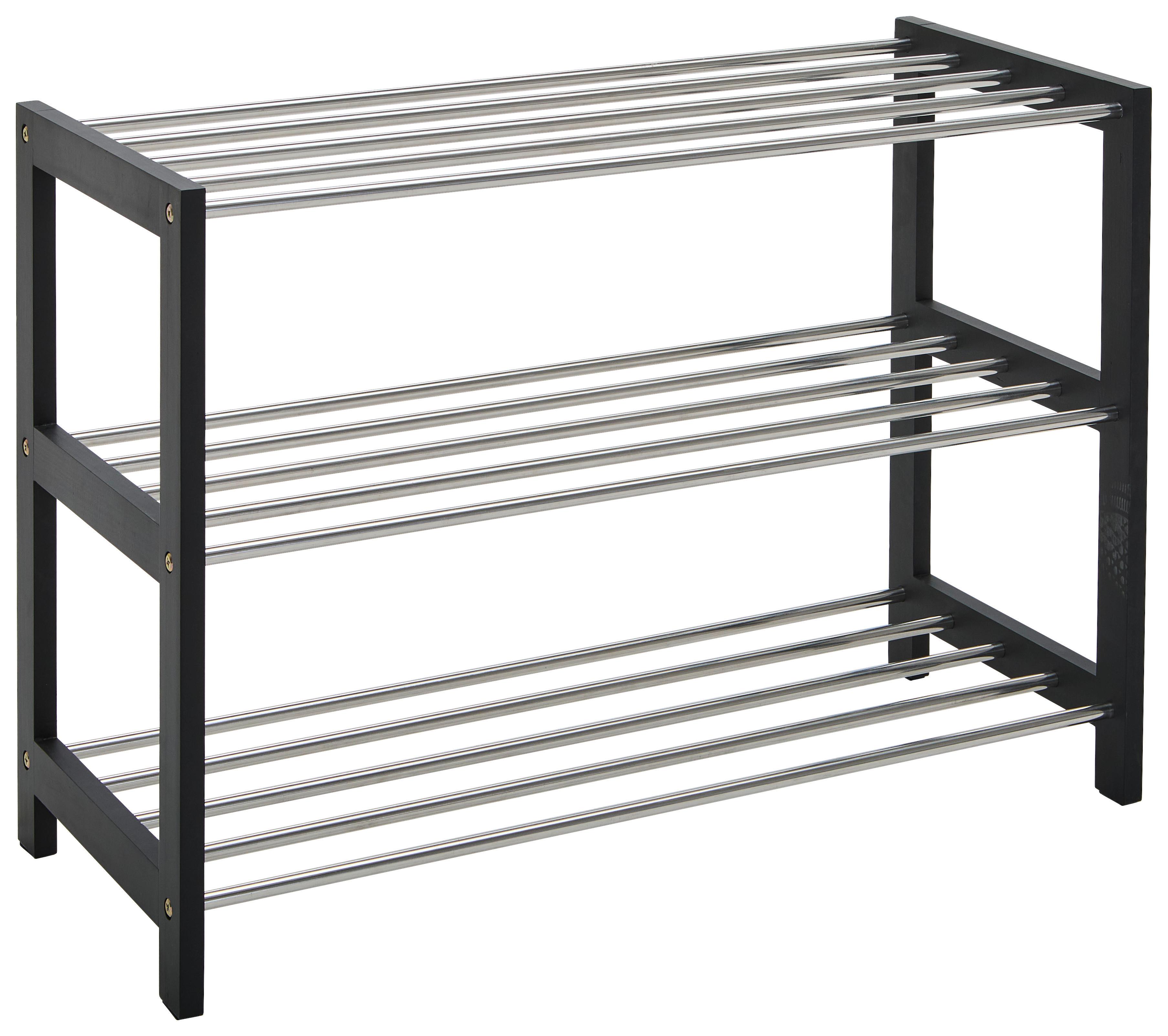 REGAŁ NA BUTY CARINA - kolor srebrny/czarny, Basics, materiał drewnopochodny/metal (77.8/55.8/34.4cm) - Carryhome