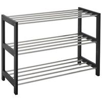 REGAŁ NA BUTY CARINA - kolor srebrny/czarny, Basics, materiał drewnopochodny/metal (77.8/55.8/34.4cm) - Carryhome