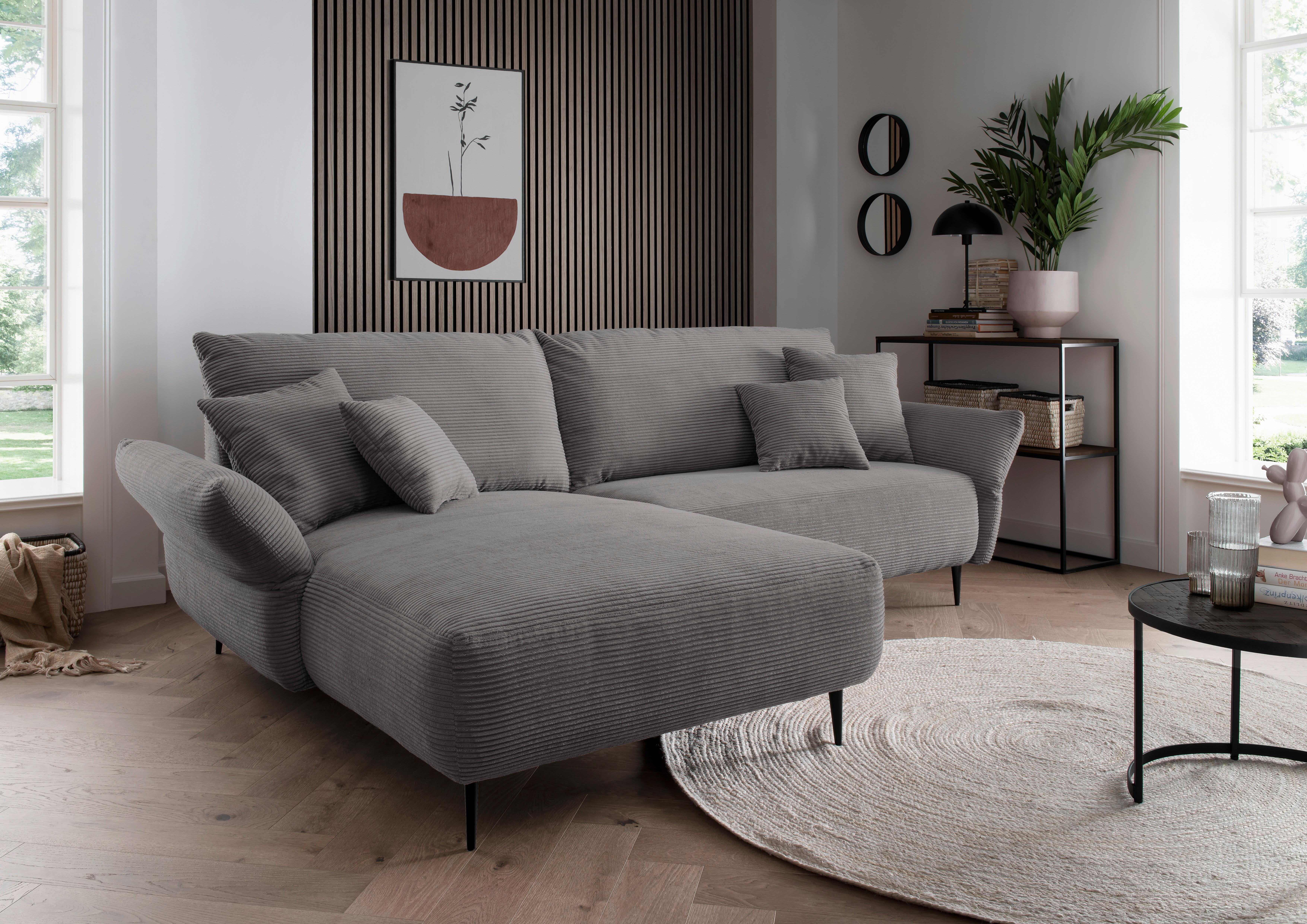 Sedežna Garnitura Vanilla, Siva - siva/črna, Design, kovina/tekstil (178/264-302cm) - Modern Living