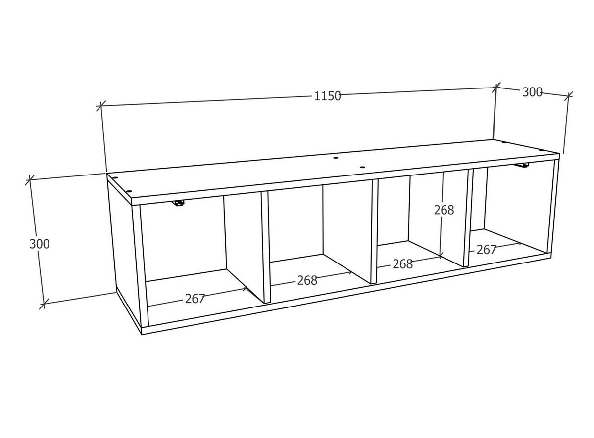 Stenski Regal Arila Xl, Bela - bela, Moderno, leseni material (115/30/30cm) - MID.YOU