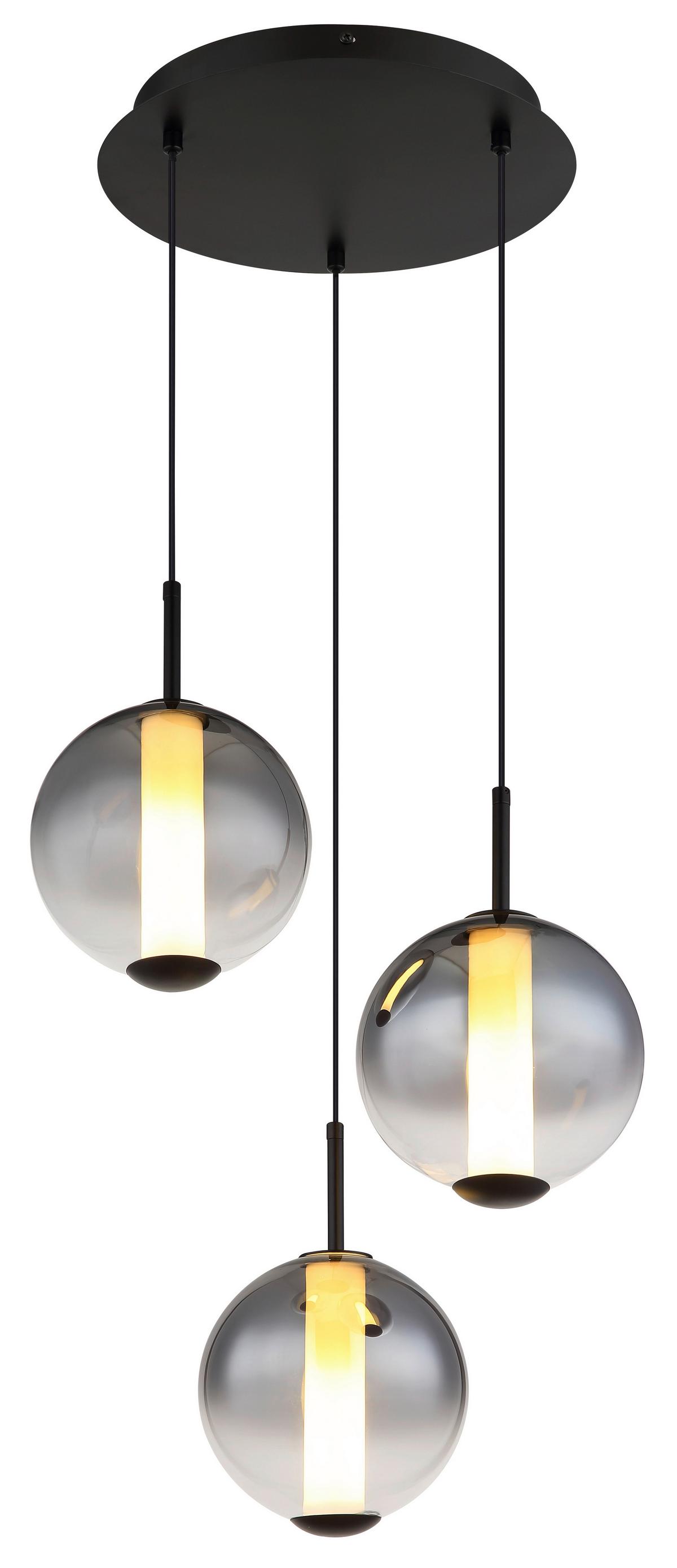 LED-HÄNGELEUCHTE 15798-3HR LACY - Weiss/Schwarz, Konventionell, Glas/Kunststoff (38/120cm) - Globo