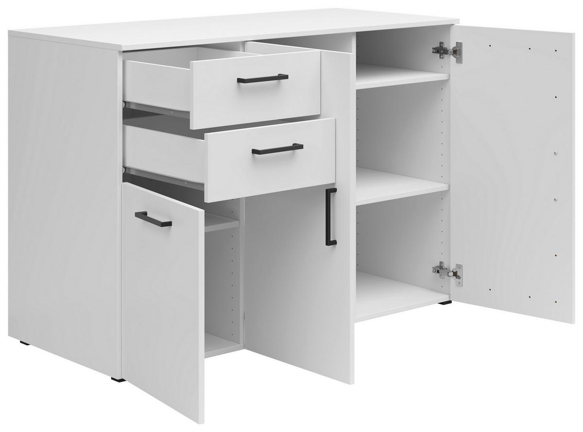 Kommode Multistauraum Weiss - Weiss/Anthrazit, Modern, Holzwerkstoff/Kunststoff (120/83/52cm) - Premium Living