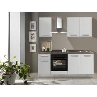 Küchenblock Belluna ca. 195 cm Weiß/Eiche - Dunkelgrau/Alufarben, Basics, Holzwerkstoff/Kunststoff (195cm) - MID.YOU