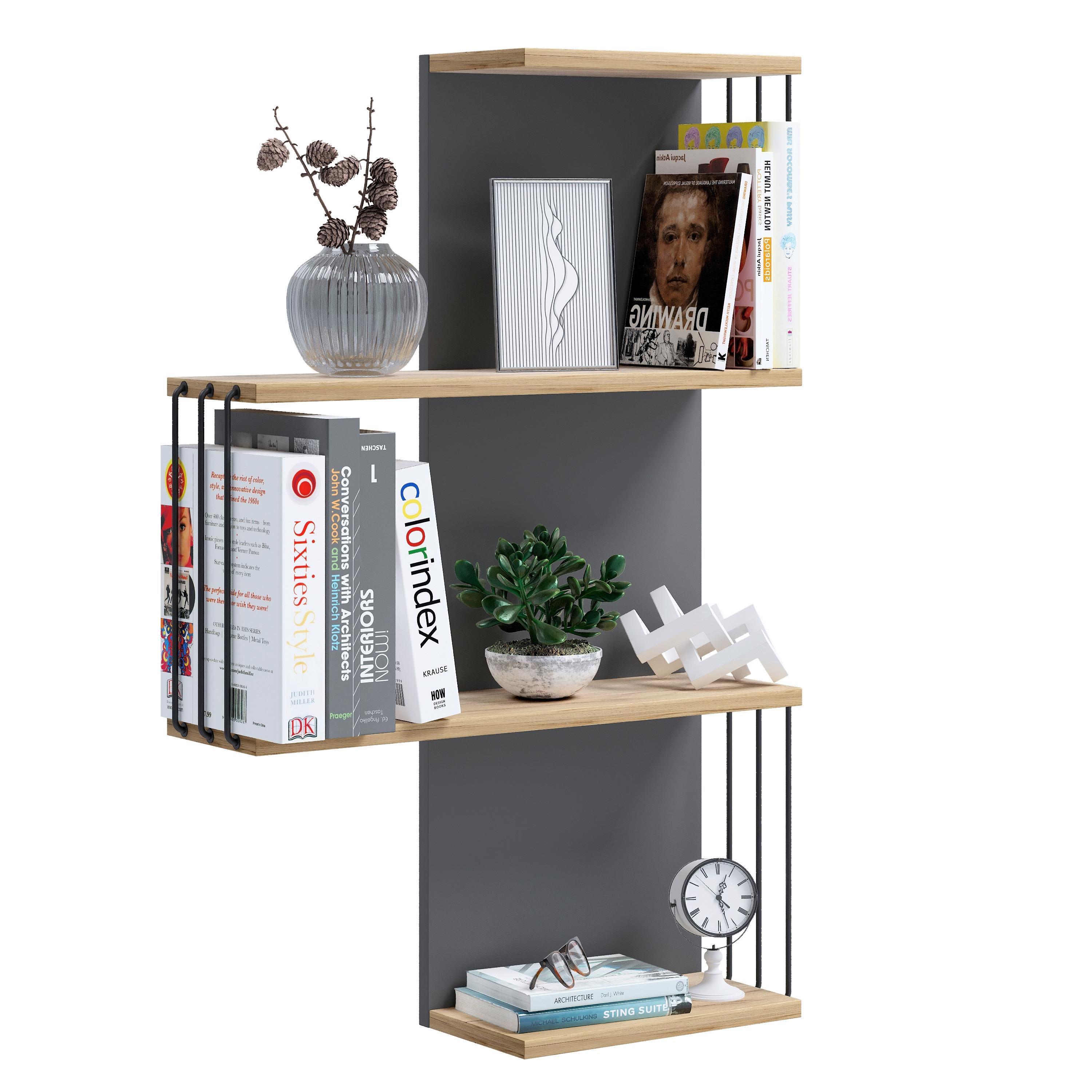 Wandboard Dolira - Eichefarben/Anthrazit, Design, Holzwerkstoff (68/98/19cm) - Livetastic