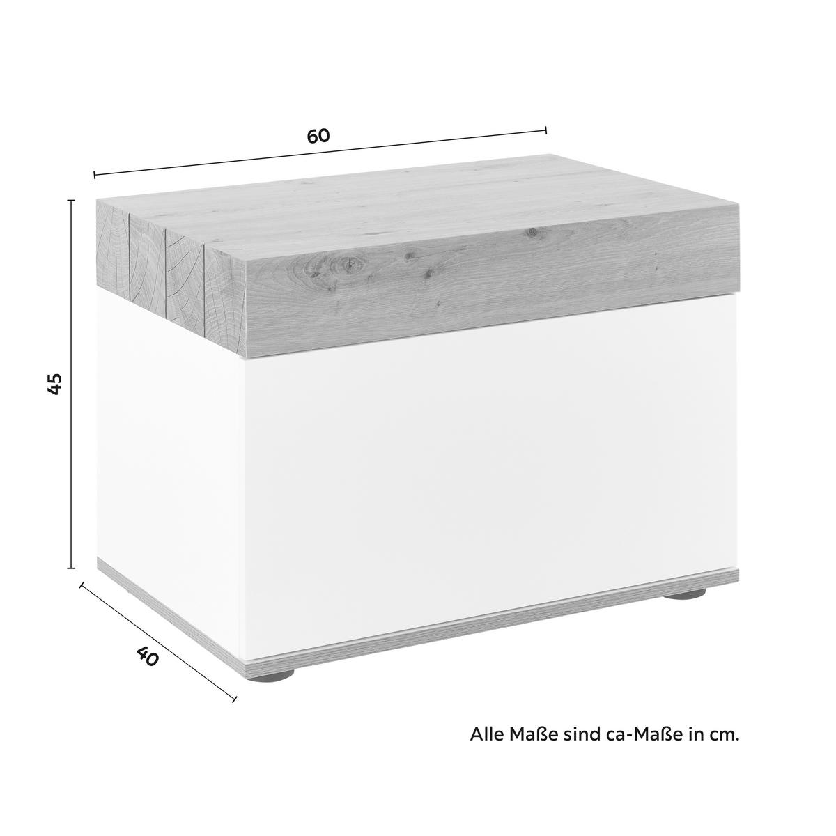 Schuhkipper Cara Weiß/Eichefarben MDF - Eichefarben/Weiß, MODERN (60/45/40cm) - Bessagi Home