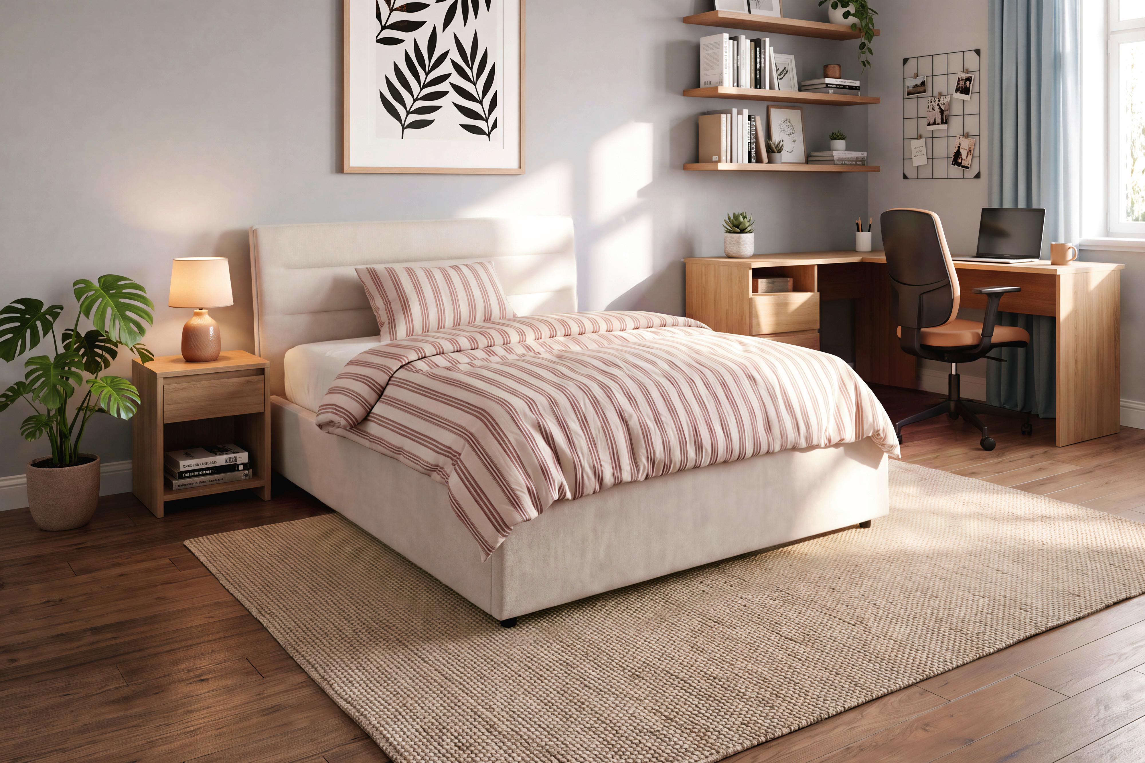 STOPPAD SÄNG SIENNA -EXKLUSIV- -BASED- - beige/svart, Lifestyle, metall/trä (120/200cm) - Based