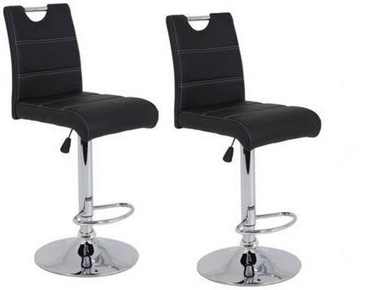 Barhocker-Set höhenverstellbar Miranda Schwarz - Chromfarben/Schwarz, MODERN, Textil/Metall (38/97-119/50cm) - MID.YOU