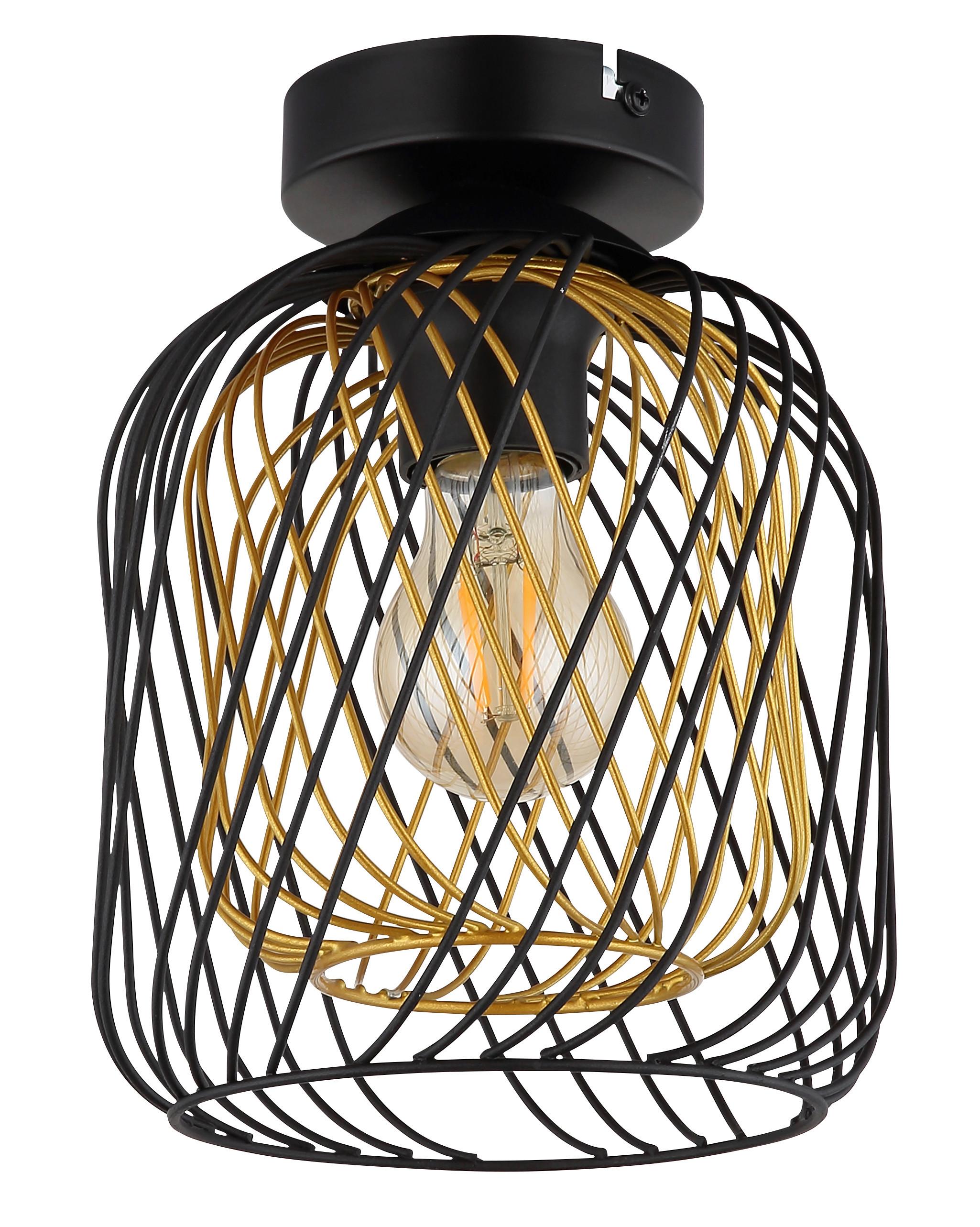 DECKENLEUCHTE 15965DS DICHTI - Goldfarben/Schwarz, Basics, Metall (18/24,5cm) - Globo