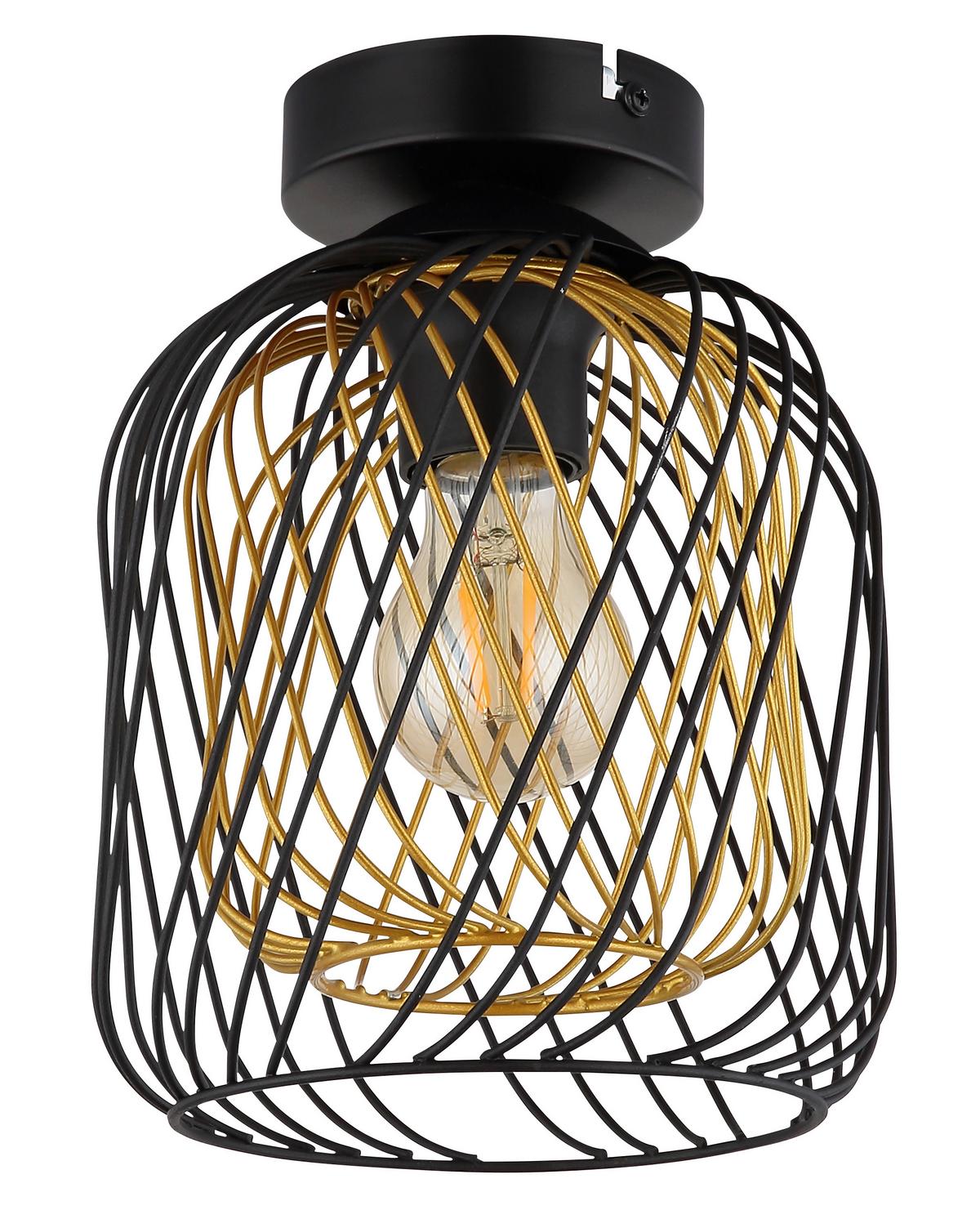 DECKENLEUCHTE 15965DS DICHTI - Goldfarben/Schwarz, Basics, Metall (18/24,5cm) - Globo