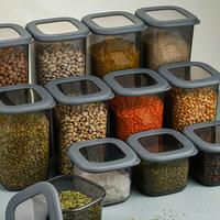 ZESTAW POJEMNIKÓW KUCHENNYCH 3808006803 - antracytowy/przezroczysty, Basics, tworzywo sztuczne (10/10/9,5cm) - P & B