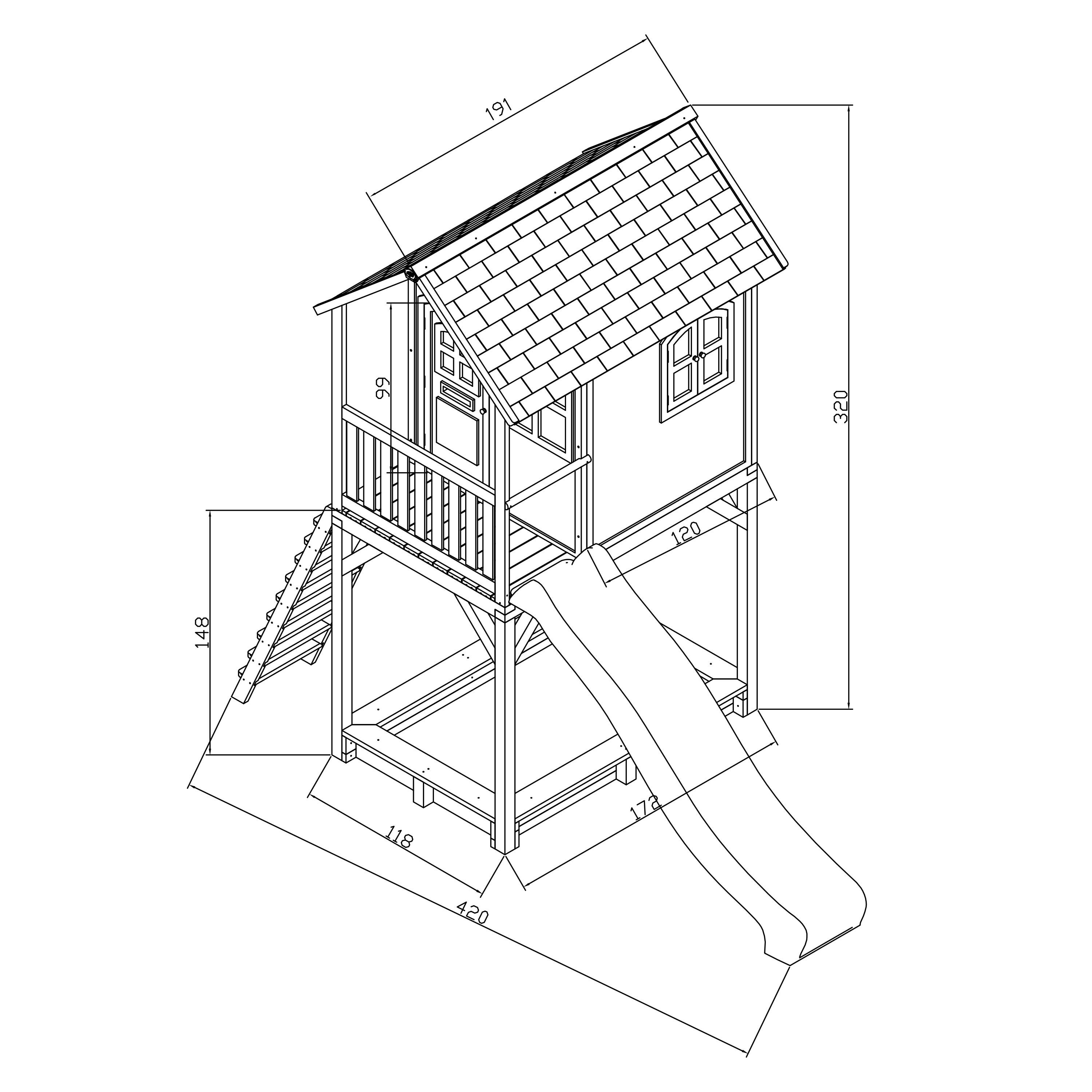 Spielhaus Romy aus Zedernholz - Braun/Weiß, Basics, Holz/Kunststoff (420/320/191cm) - Ambia Garden