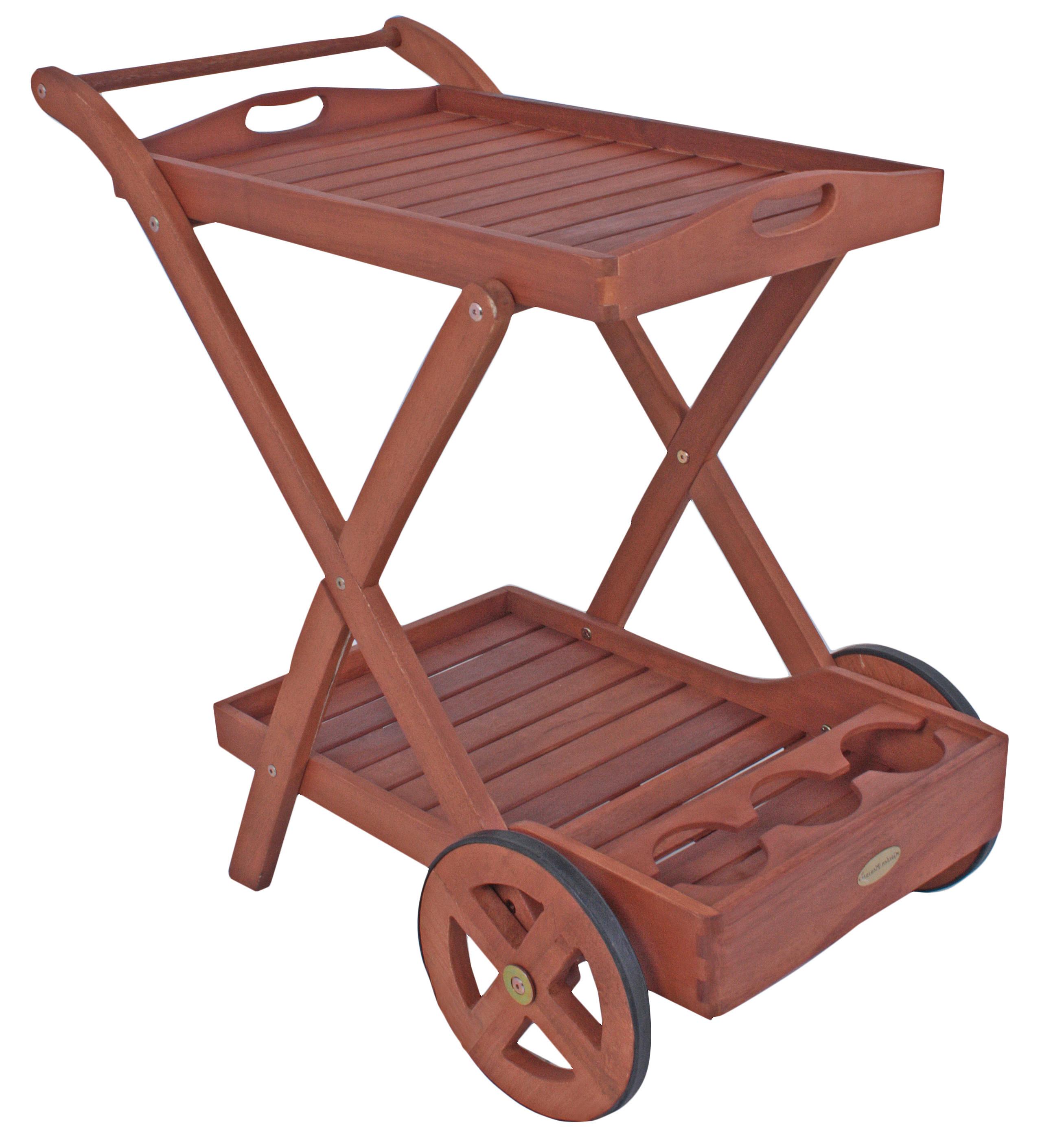Servierwagen Toledo ca. 80x54x88 cm Holz geölt - Eukalyptusholzfarben, Basics, Holz (80/54/88cm) - Gardenson