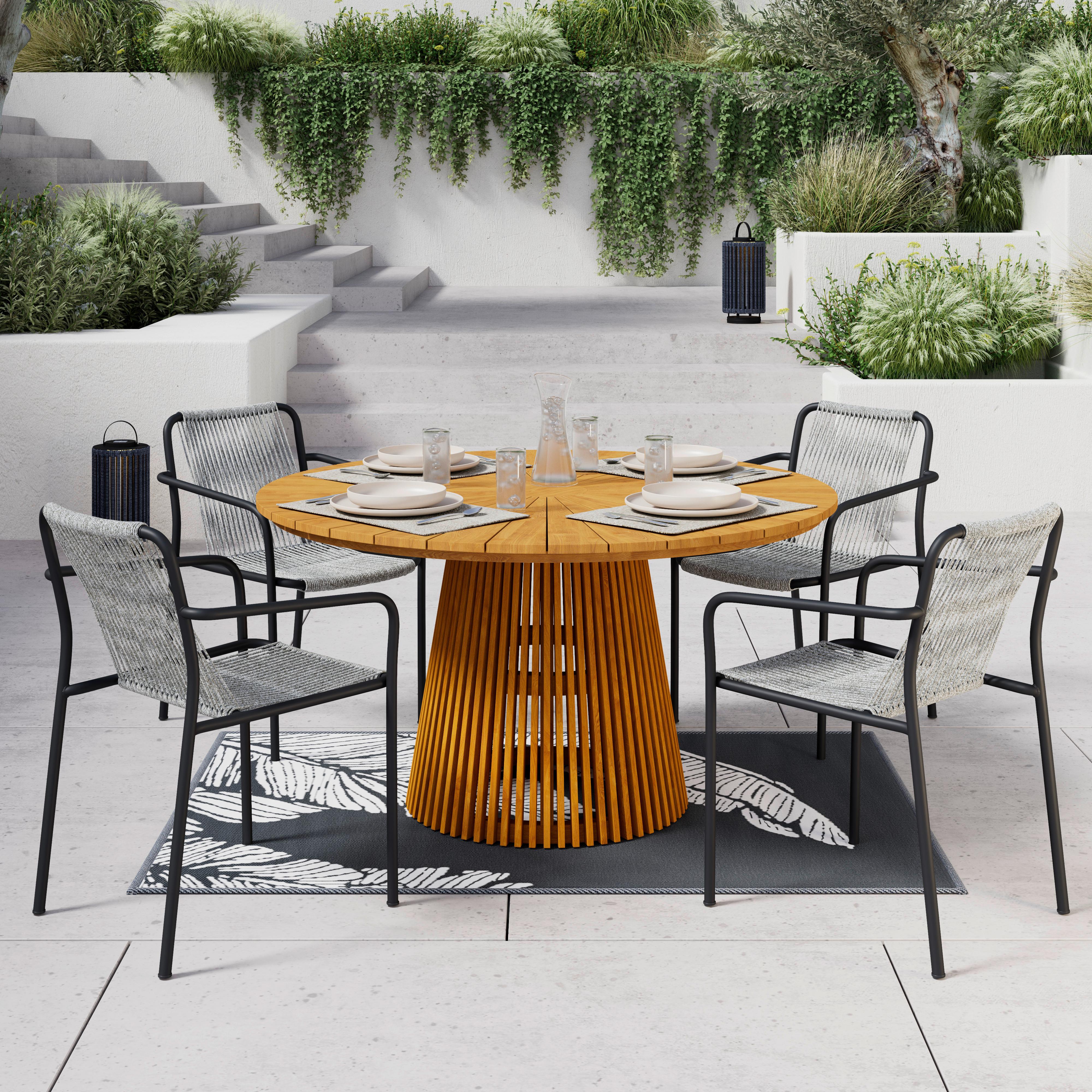 Gartensessel-Set 2-er Hellgrau aus Textil/Metall - Hellgrau/Schwarz, MODERN, Kunststoff/Textil (55/82/58cm) - Bessagi Garden