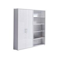 Aktenschrank Office Edition Sw Set 1 hoch Grau/Weiß - Weiß Hochglanz/Grau, MODERN, Holzwerkstoff (168,8/185,6/33cm) - MID.YOU