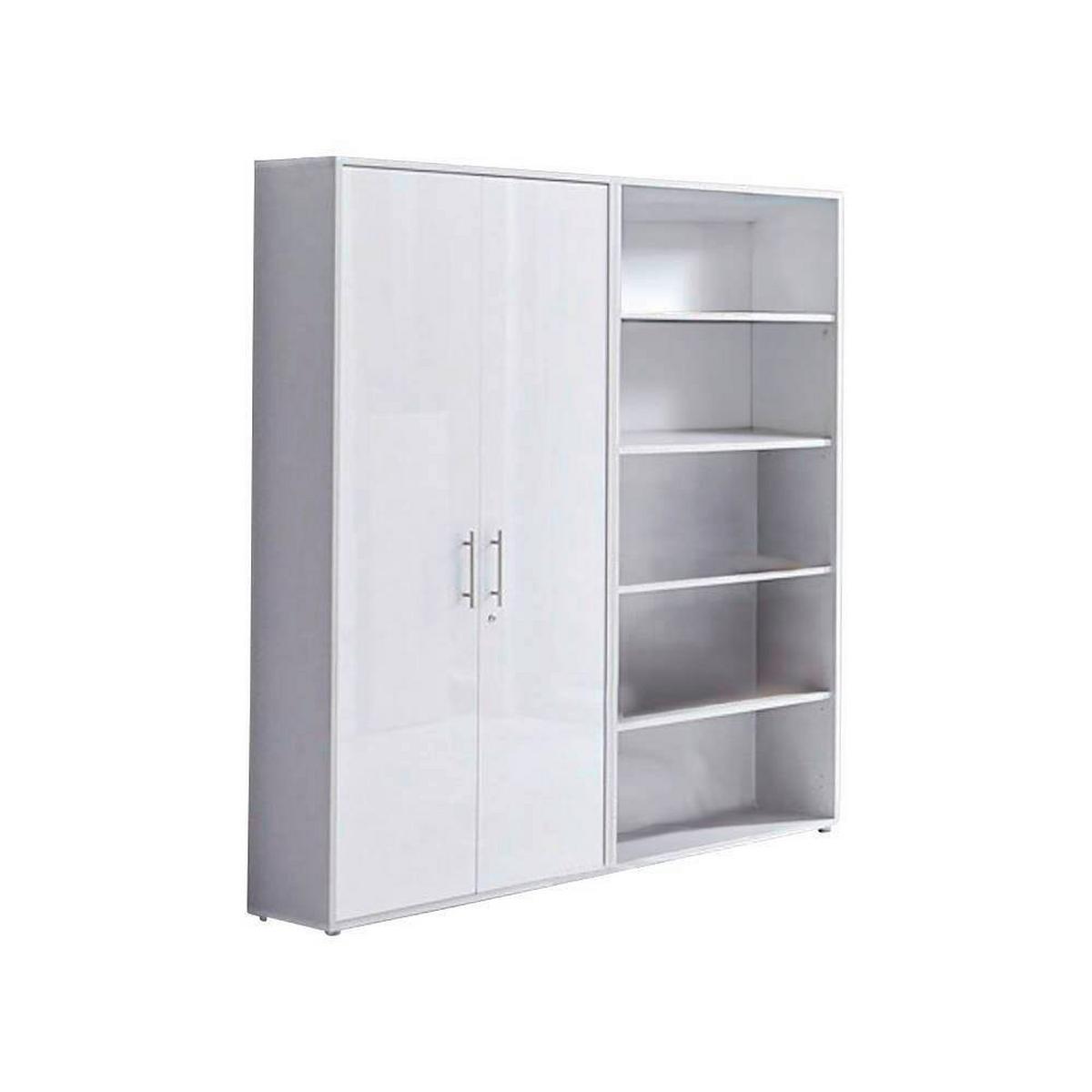 Aktenschrank Office Edition Sw Set 1 hoch Grau/Weiß - Weiß Hochglanz/Grau, MODERN, Holzwerkstoff (168,8/185,6/33cm) - MID.YOU