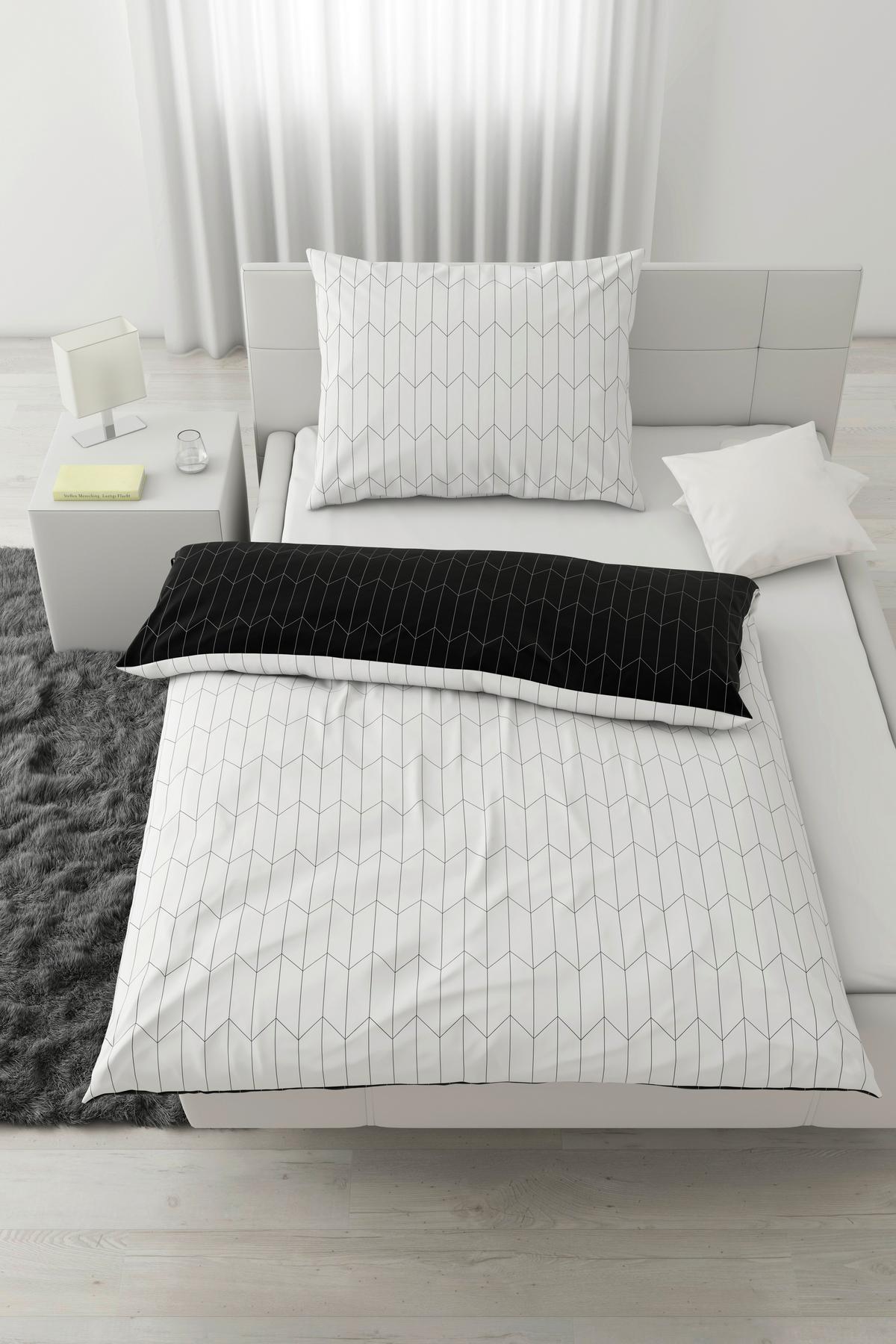 Bettwäsche Tegola in Schwarz/Weiss ca. 160x210cm - Weiss/Schwarz, Modern, Textil (160/210cm) - Modern Living