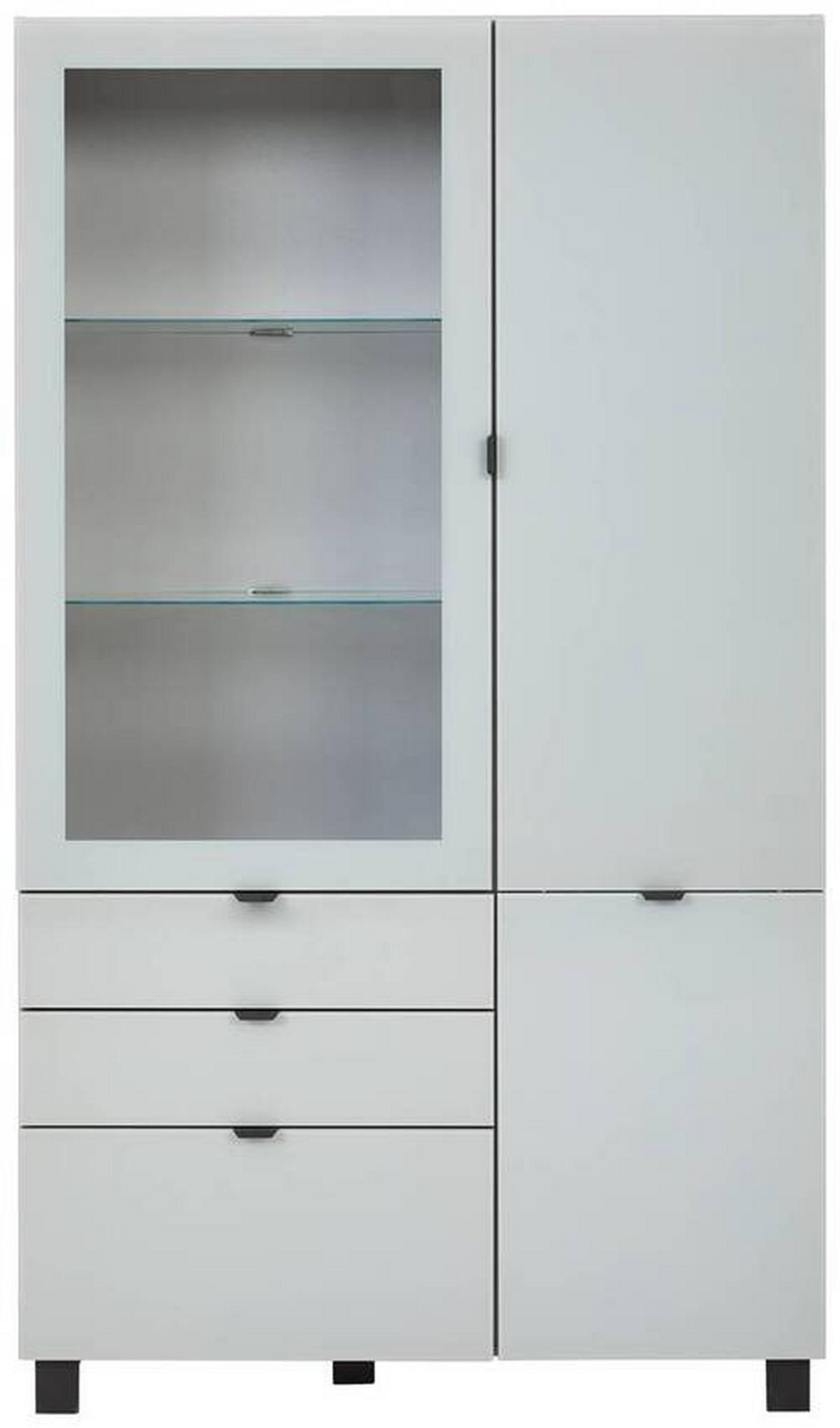 Vitrina Poole, Siva - siva/črna, Design, kovina/umetna masa (109,7/190,7/41,4cm) - Hom`in