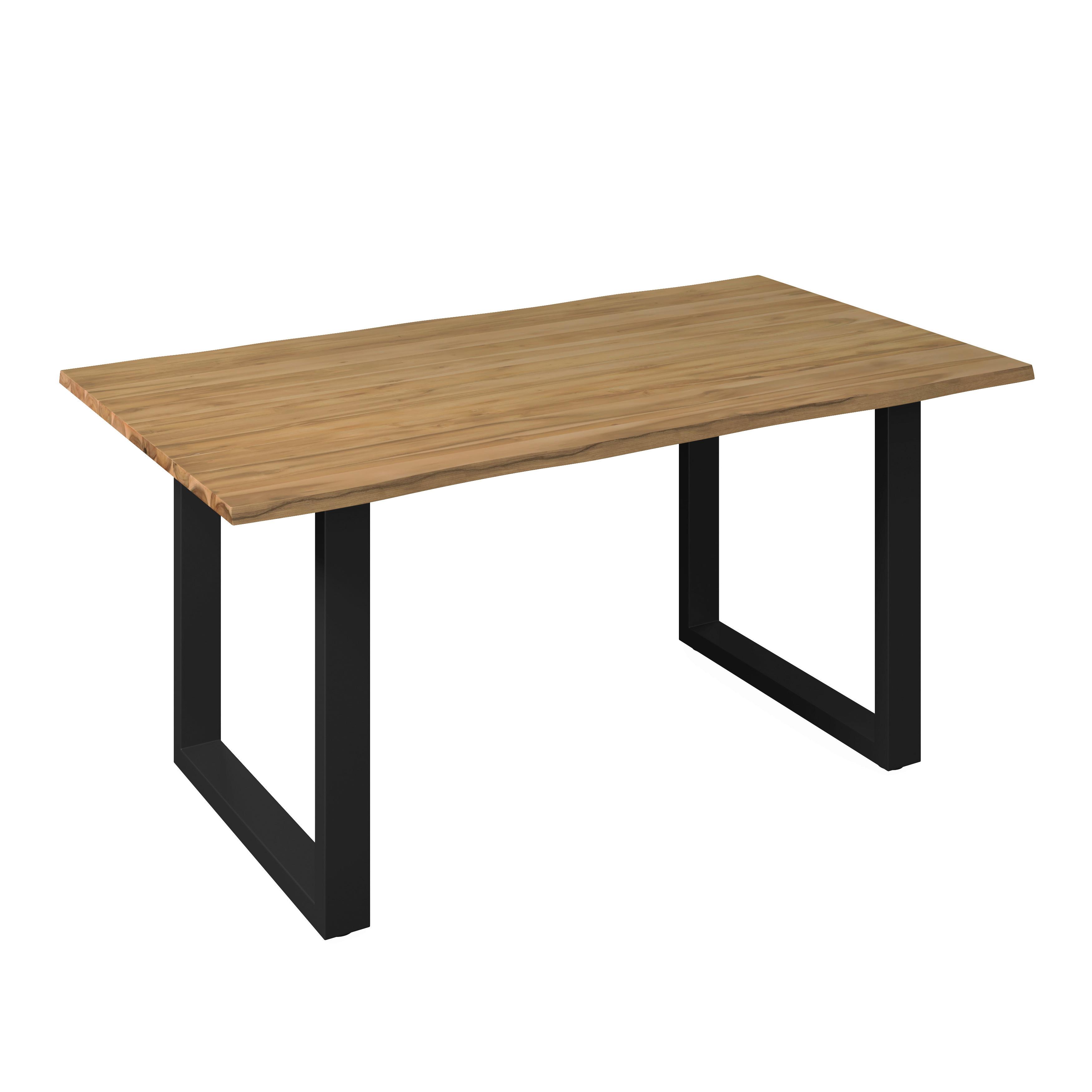 MATBORD ARCHIE - svart/akaciefärgad, Modern, metall/trä (180/90/76cm) - Bessagi Home