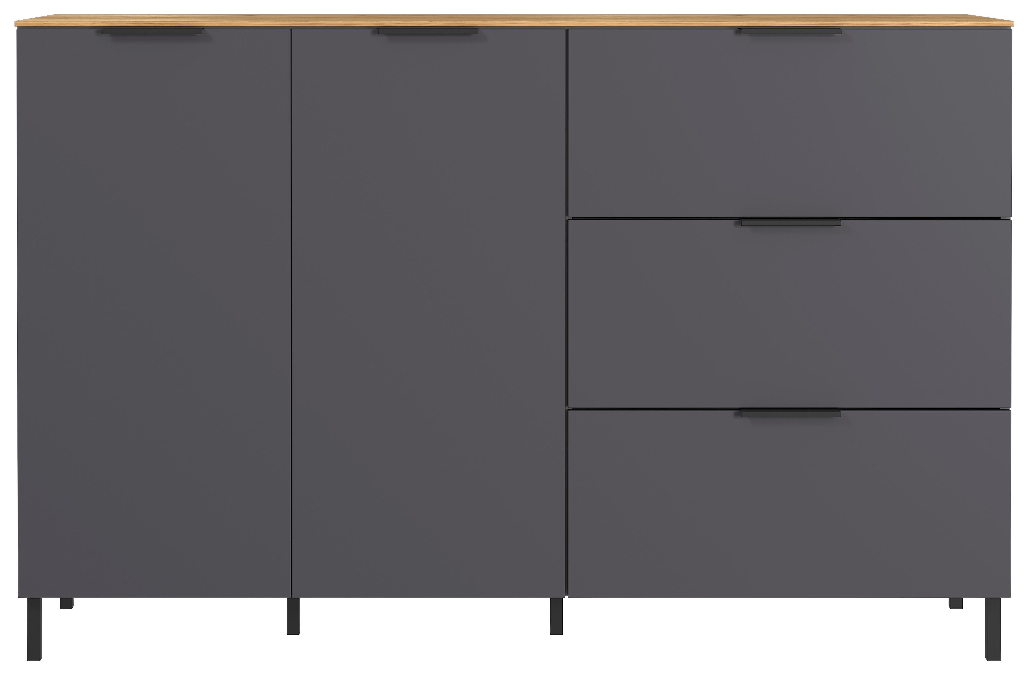 Kommode California in Graphitfarben/Eichefarben - Eichefarben/Graphitfarben, MODERN, Holzwerkstoff/Metall (151/98/40cm) - Premium Living