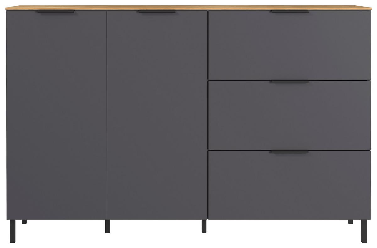 Kommode California in Graphitfarben/Eichefarben - Eichefarben/Graphitfarben, Modern, Holzwerkstoff/Metall (151/98/40cm) - Premium Living