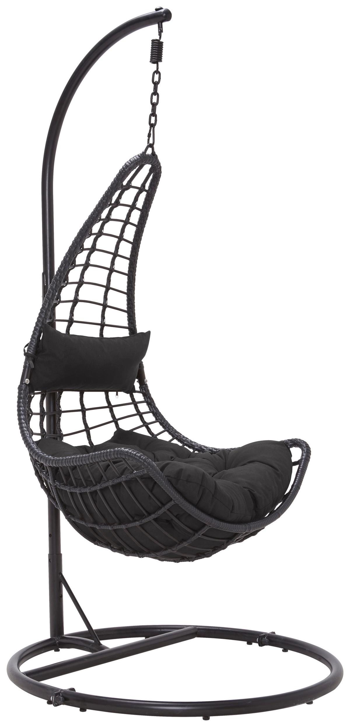 Hängesessel Caitlin Schwarz Metall/Kunststoff/Outdoorstoff - Schwarz, Kunststoff/Textil (110/198/105cm) - Bessagi Garden