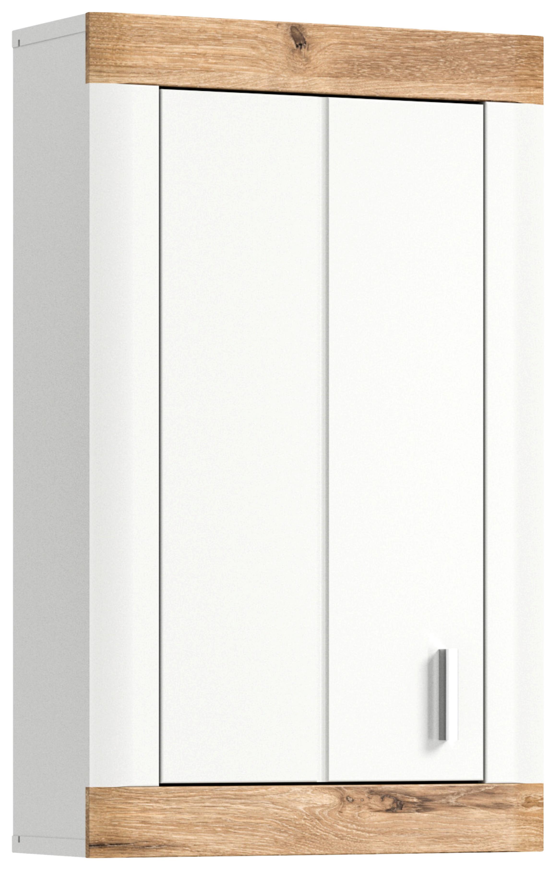 Viseča Omara Laredo, Bela, Barva Hrasta - Moderno, kovina/leseni material (45/76/20cm) - MID.YOU