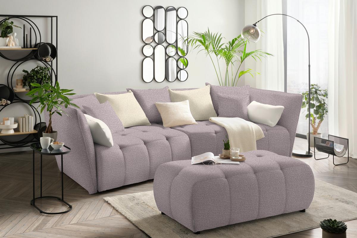Canapea Boxspring SOFI - liliachiu/crem, Modern, textil (294/93/152cm) - Premium Living