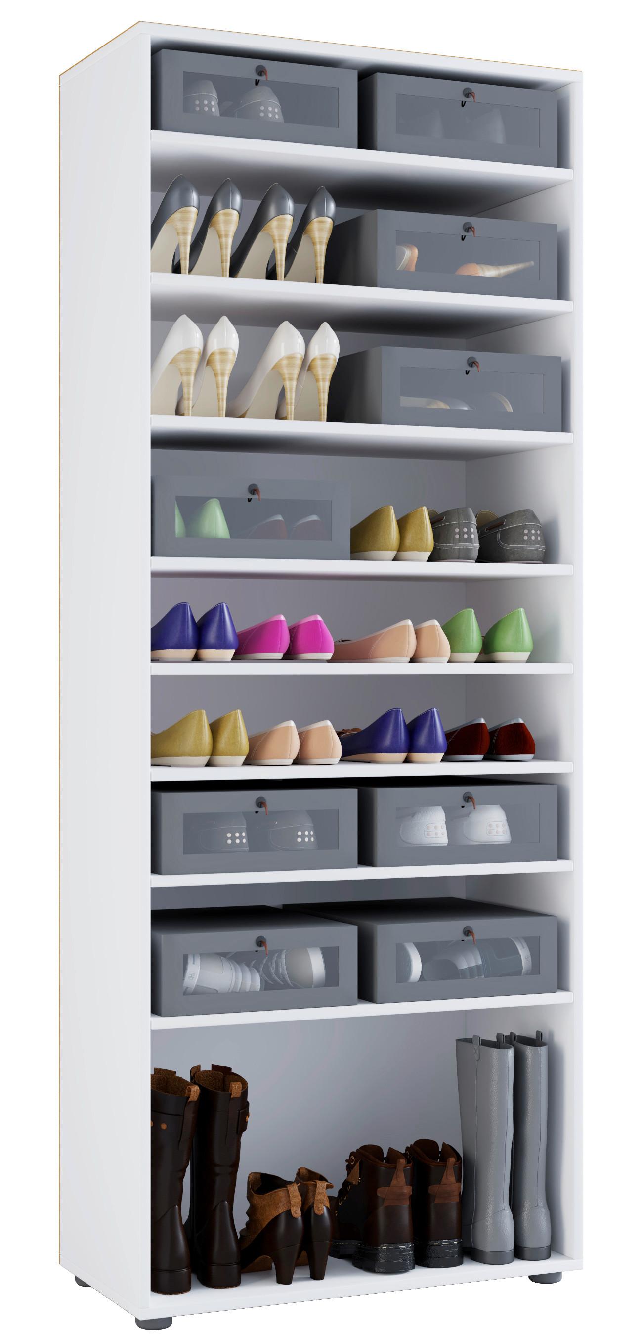 Schuhschrank Vandol I 9 Ot - Weiss, Design, Holzwerkstoff (71/180/37cm) - MID.YOU