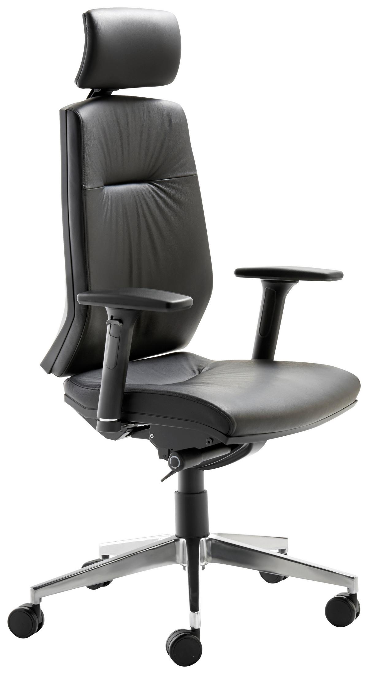 Drehstuhl My Contract Line Schwarz - Chromfarben/Schwarz, ROMANTIK / LANDHAUS, Leder/Holz (66/123-141/62cm) - MID.YOU