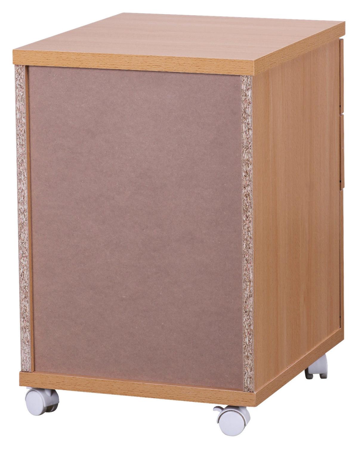 Rollcontainer Kilian ca. 40x60x45 cm Buchefarben - Silberfarben/Buchefarben, KONVENTIONELL, Holzwerkstoff/Kunststoff (40/60/45cm) - MID.YOU