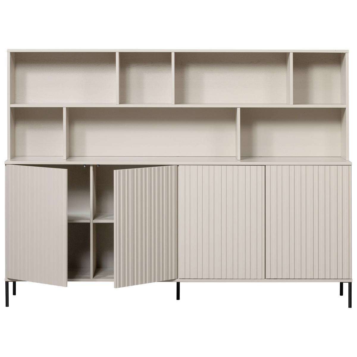 Buffet Gravure Grau B: 200 cm - Schwarz/Grau, Design, Holz/Metall (200/150/44cm) - Livetastic