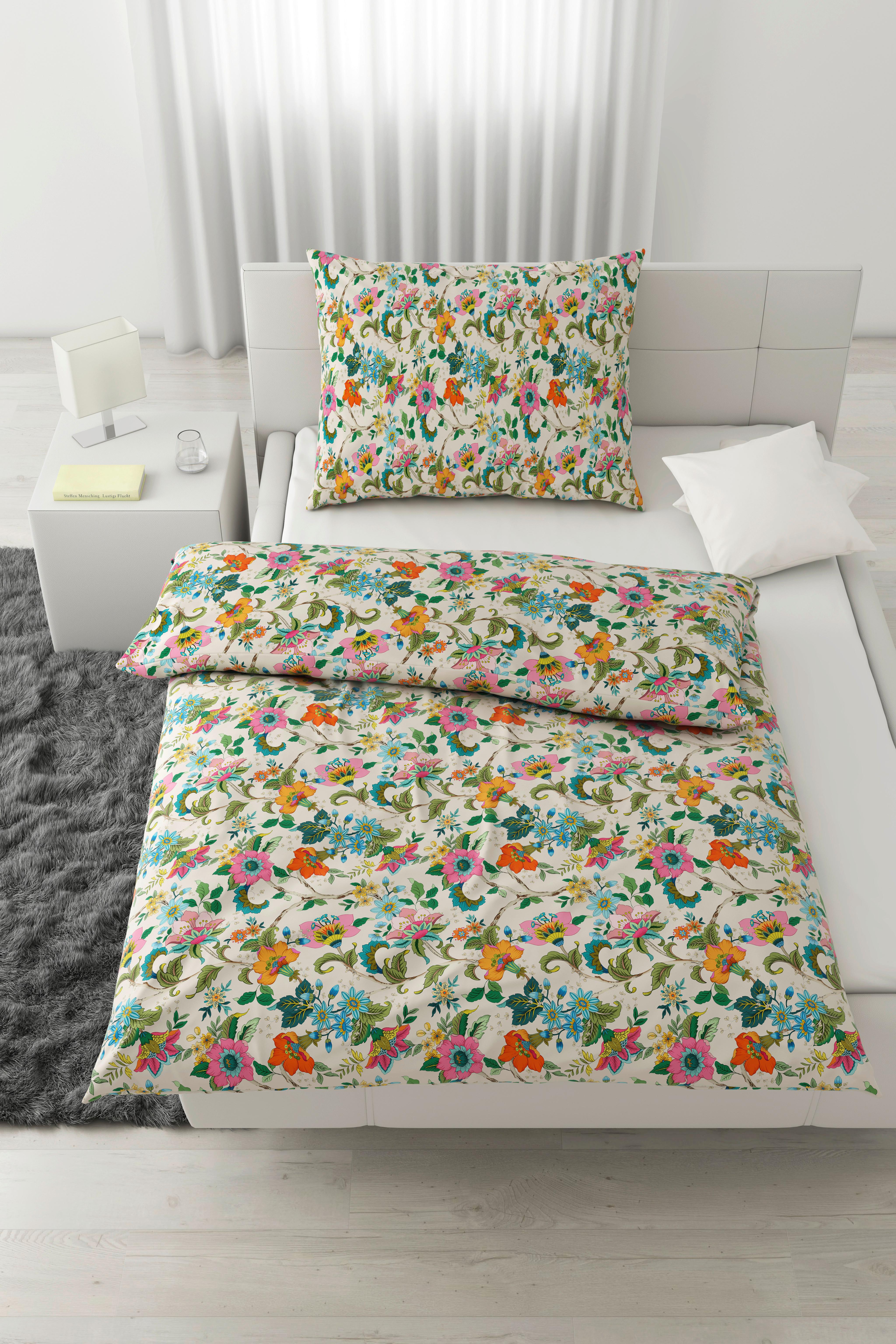 Bettwäsche Kamia Allover XL Rosa/Türkis ca. 140x220cm - Türkis/Rosa, ROMANTIK / LANDHAUS, Textil (140/220cm) - Mömax