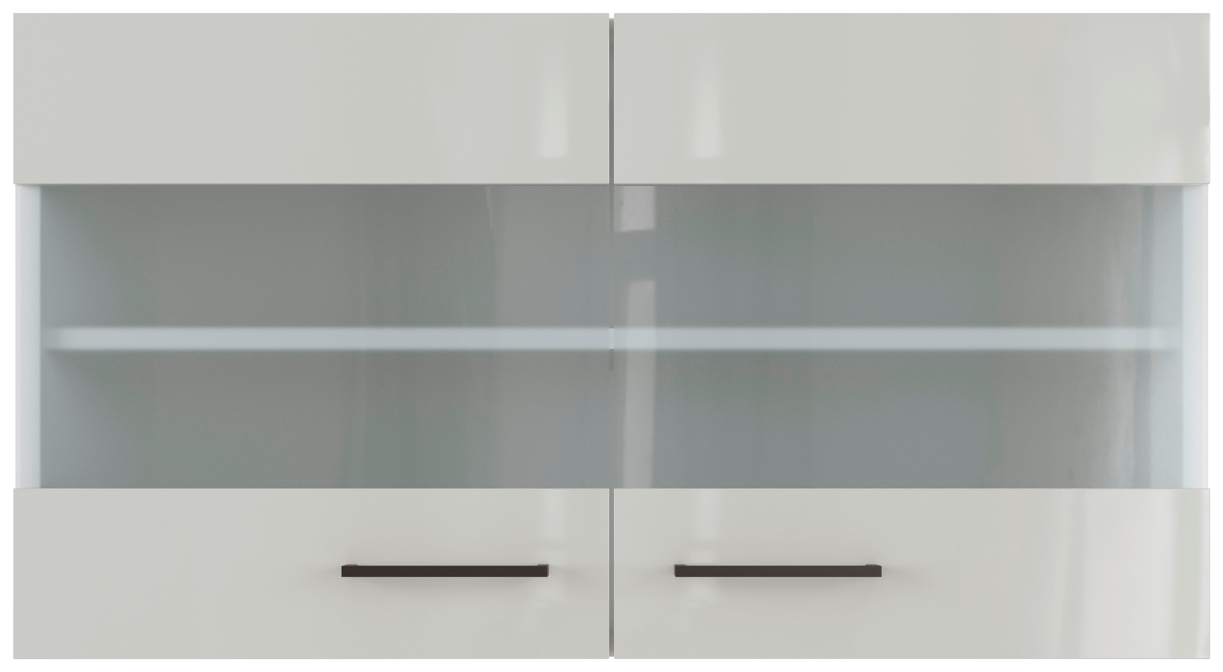 Küchenoberschrank in Lichtgrau glänzend - Schwarz/Grau, MODERN, Holzwerkstoff/Metall (100/54/32cm) - FlexWell