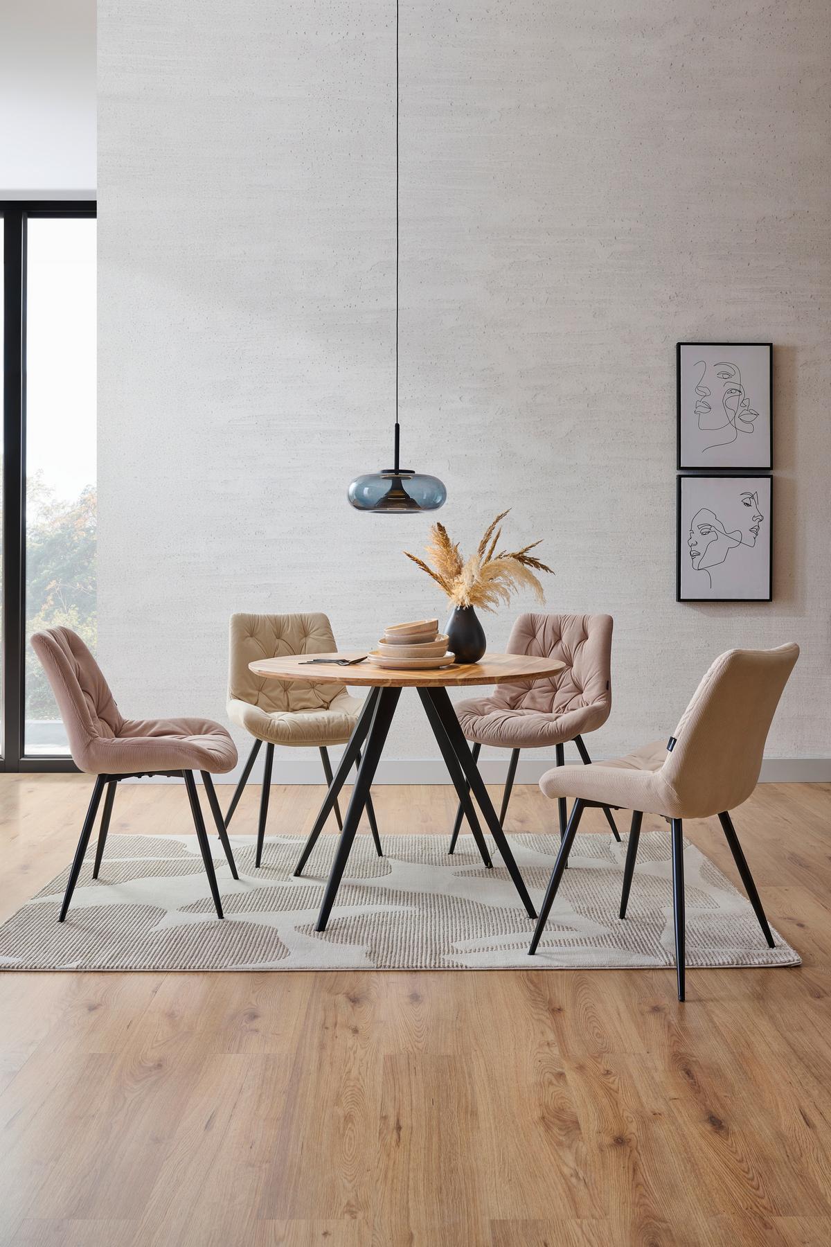 STÓŁ DO JADALNI OLAF -EXKLUSIV- - kolor akacjowy/czarny, Lifestyle, metal/drewno (100/100/76cm) - Landscape