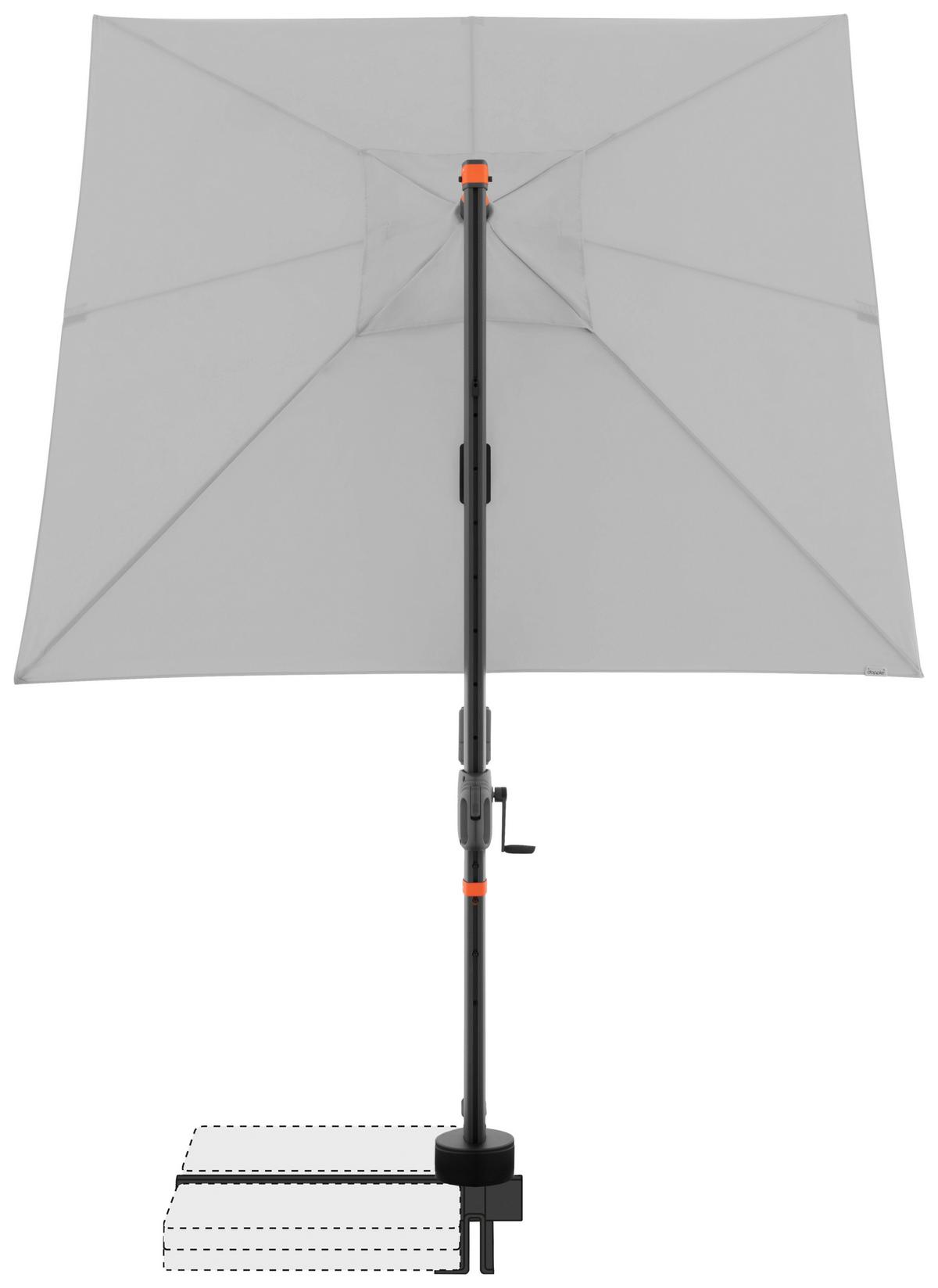 Ampelschirm Myzone Hellgrau ca. 210x210cm - Anthrazit/Hellgrau, Basics, Textil/Metall (210/210cm) - Doppler