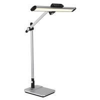 LED-Schreibtischleuchte Lopira Schwarz/Silber max. 12 Watt - Silberfarben/Schwarz, Design, Kunststoff/Metall (36,8/50/61,2cm) - Globo