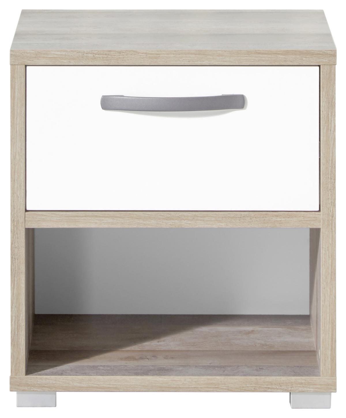 Nachtkästchen in Braun/Grau/ Weiss 'Moon' - Anthrazit/Silberfarben, MODERN, Holzwerkstoff/Kunststoff (49/52/41cm) - MID.YOU