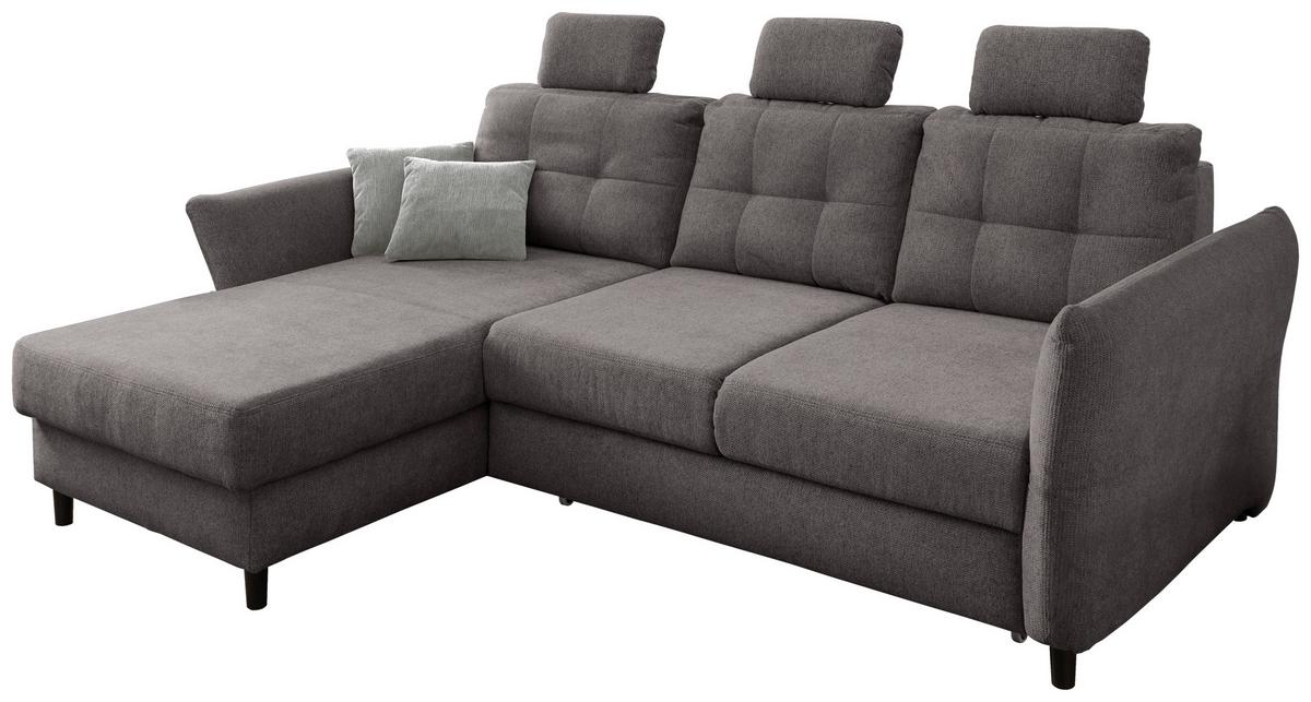 Wohnlandschaft Brizzini Graubraun Chenille - Graubraun/Hellgrau, MODERN, Holz/Textil (176/250-280cm) - Livetastic
