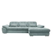 Ecksofa Rigatti mit Bettkasten ca. 314x184 cm Mint - Blau/Chromfarben, MODERN, Textil/Metall (314/184cm) - Livetastic