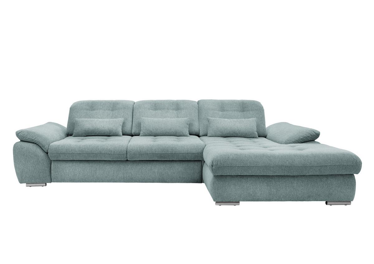 Ecksofa Rigatti mit Bettkasten ca. 314x184 cm Mint - Blau/Chromfarben, MODERN, Textil/Metall (314/184cm) - Livetastic
