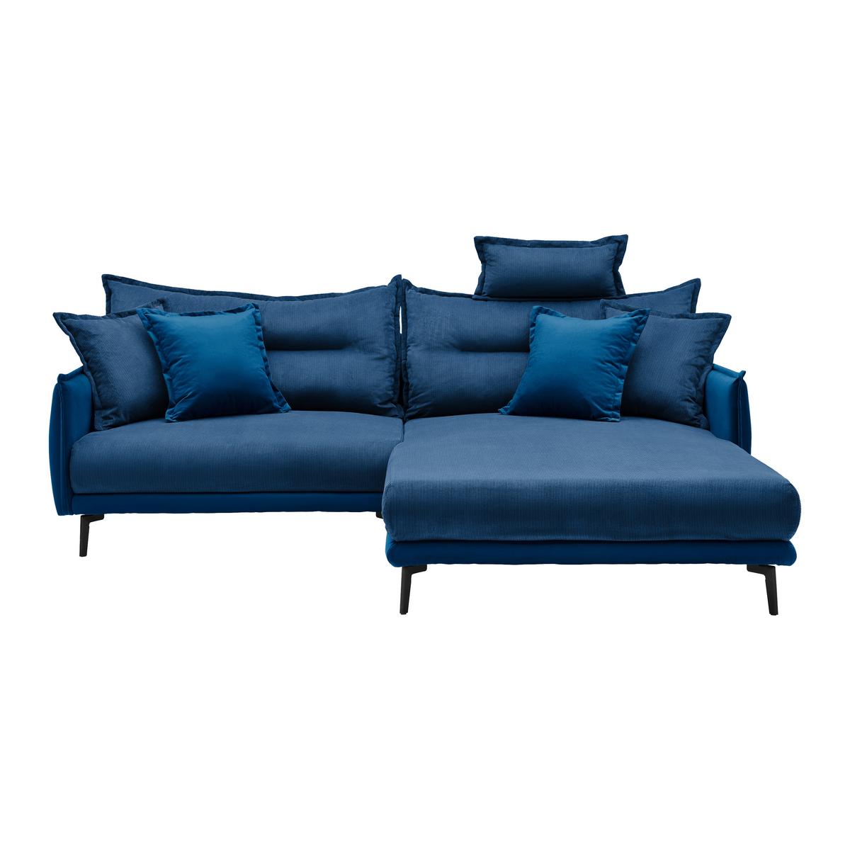 Ecksofa Nuovo Dunkelblau - Schwarz/Dunkelblau, MODERN, Textil/Metall (245/72-113/190cm) - Mömax