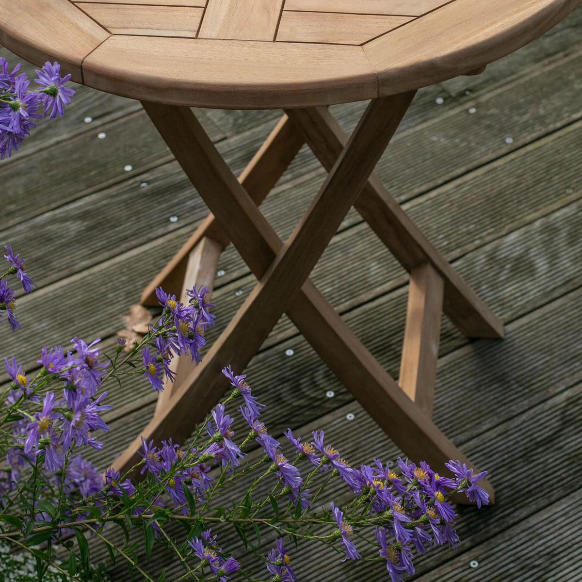 Gartenklapptisch Woodie ca. 70x75 cm Teak massiv - Teakfarben, Basics, Holz (70/70/75cm) - Gardenson