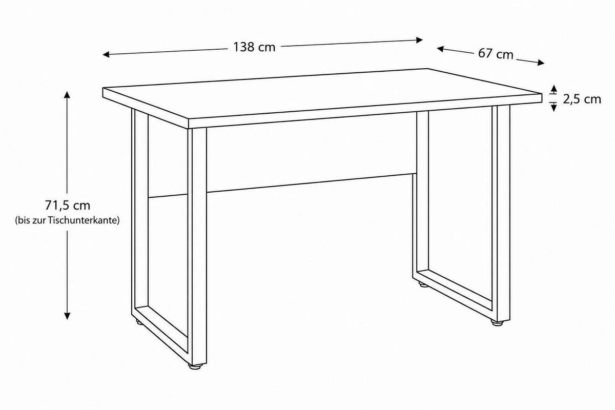SCHREIBTISCH OFFICE EDITION - Anthrazit/Grau, LIFESTYLE, Holzwerkstoff/Metall (138/67/74cm) - MID.YOU