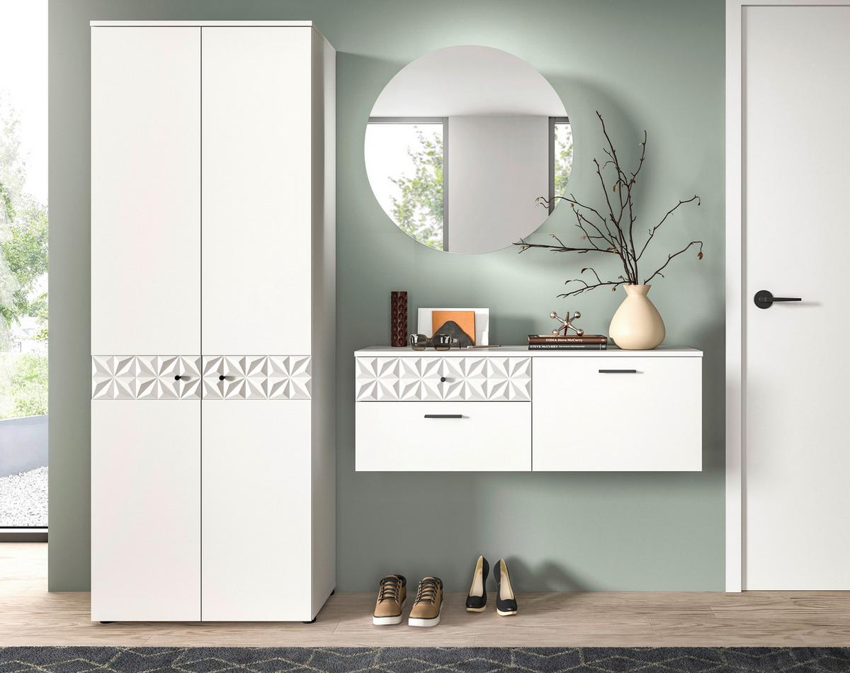 Predsoba Prisma, Bela, 3-Delna - bela, Design, steklo/leseni material (195/192/34cm) - MID.YOU