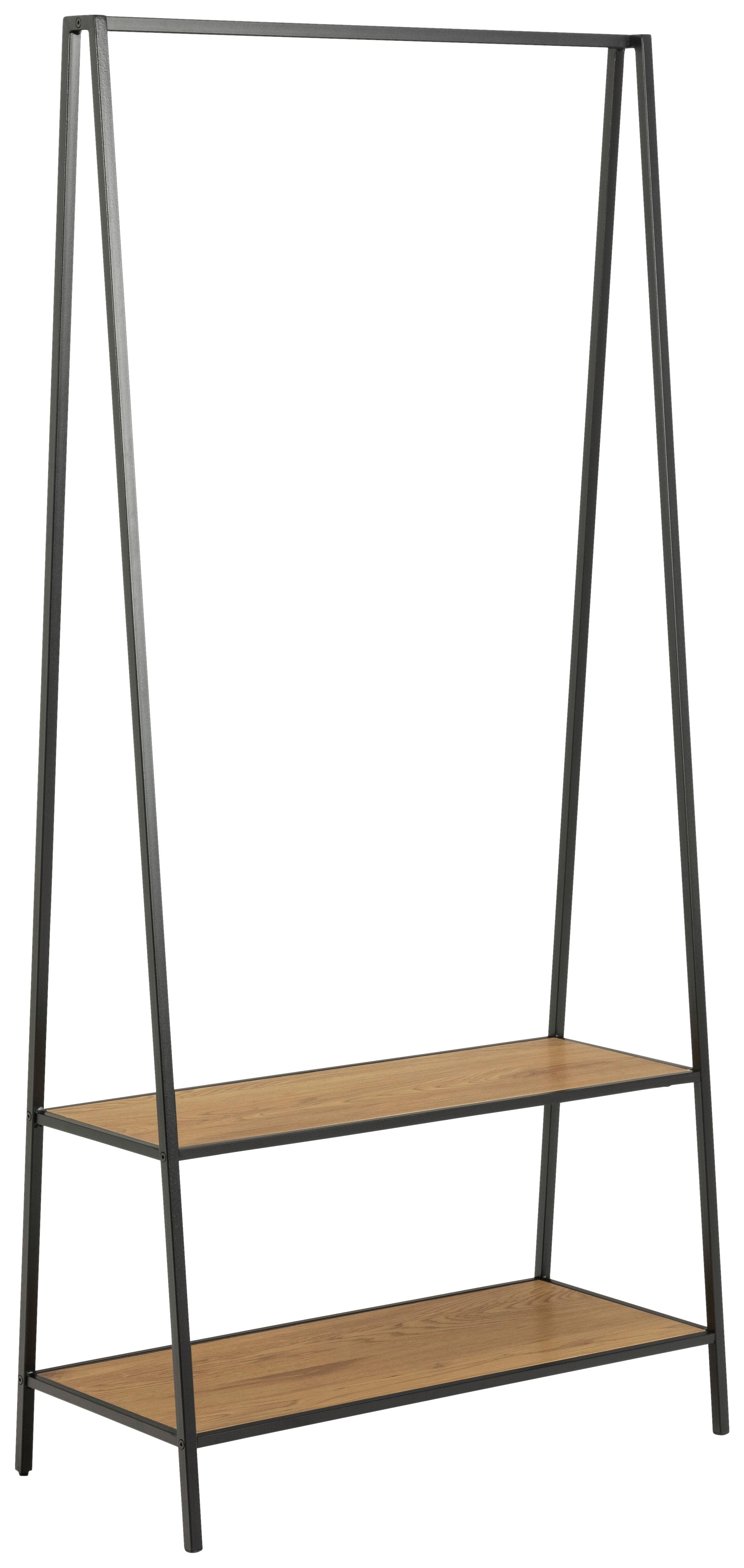 WIESZAK STOJĄCY DO PRZEDPOKOJU SEAFORD - dąb dziki/czarny, Trend, materiał drewnopochodny/metal (77/165/37cm)